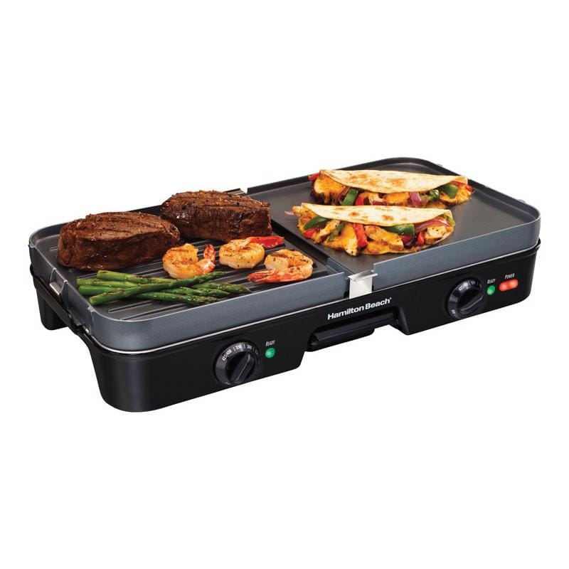 Hamilton Beach 38546MN Black Plastic Nonstick Surface Electric Griddle/Grill 180 sq in
