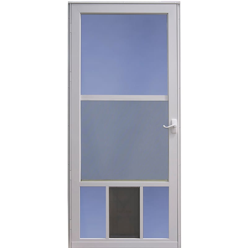 Larson 36079031 81 in. H X 32 in. W Aluminum White Full-View Reversible Pet Storm Door