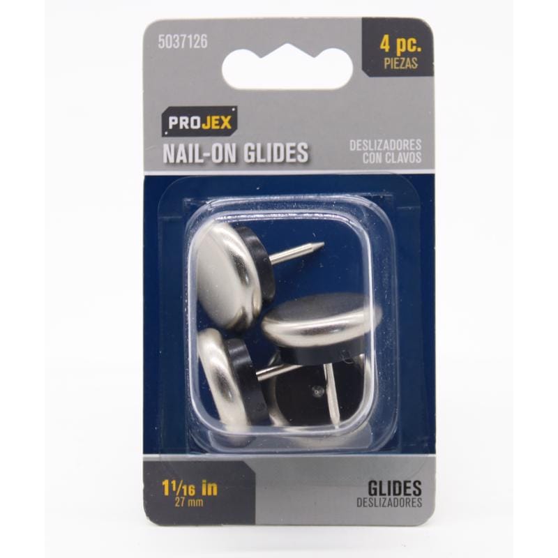 Projex P0137 Silver 1-1/16 in. Nail-On Nickel Chair Glide 4 pk