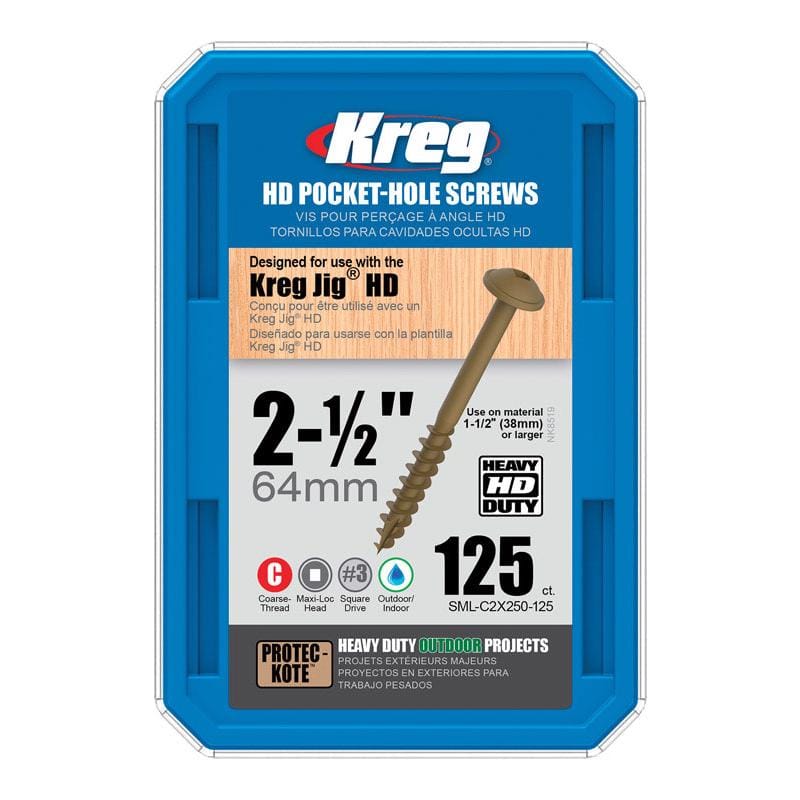 Kreg SML-C2X250-125 No. 14 X 2 1/2 in. L Square Zinc-Plated Coarse Pocket-Hole Screw 125 pk