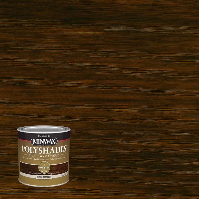 Minwax 213974444 PolyShades Semi-Transparent Satin Espresso Oil-Based Stain/Polyurethane Finish 1/2 pt