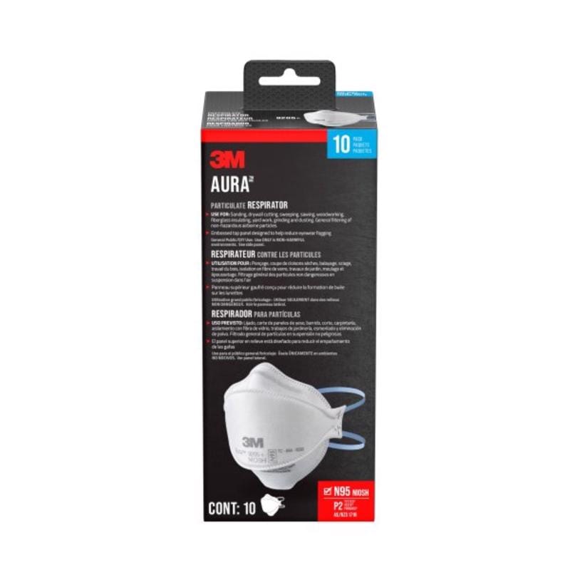 3M 9205PH10-DC Aura N95 Dust Protection Particulate Respirator 9205+ White 10 pk