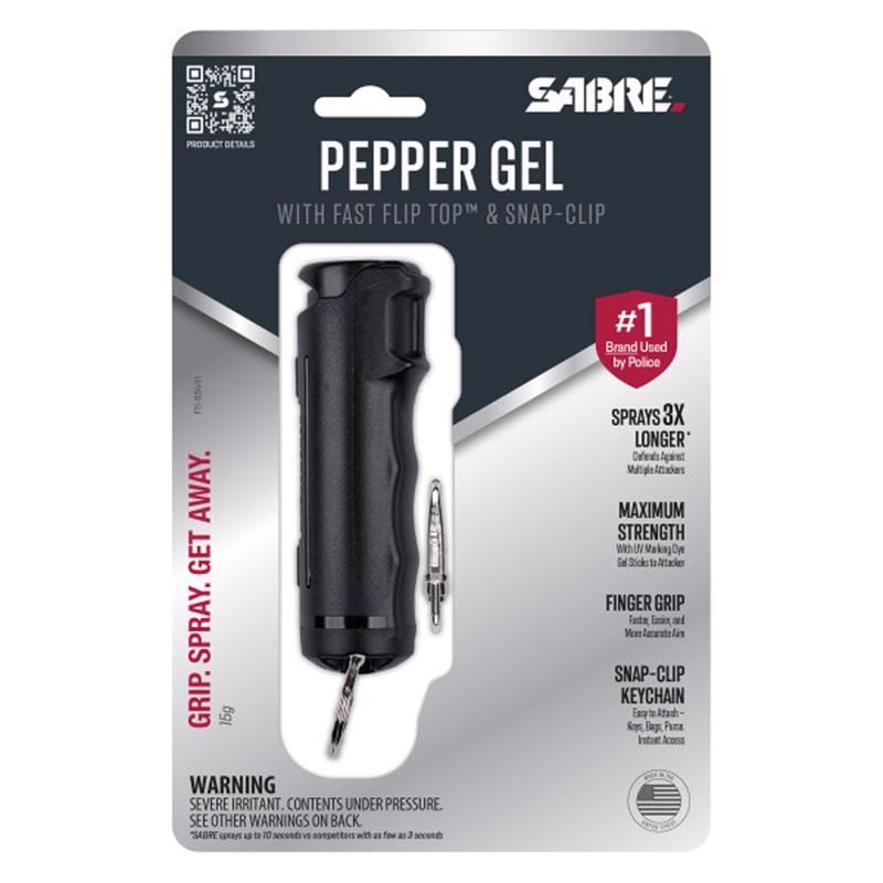 Sabre Red F15-BUSG-02 Sabre Pepper Gel Black Aluminum/Plastic Flip Top Keychain