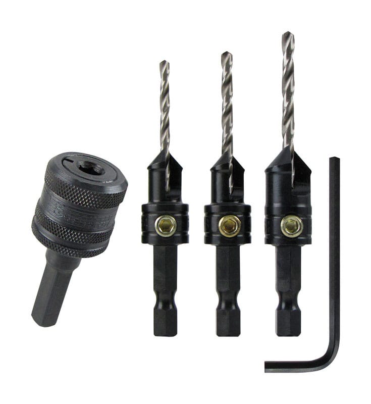 Make It Snappy 43400 7/64 1/8 9/64 in. Steel Countersink and Quick Change Chuck Set 3 pc