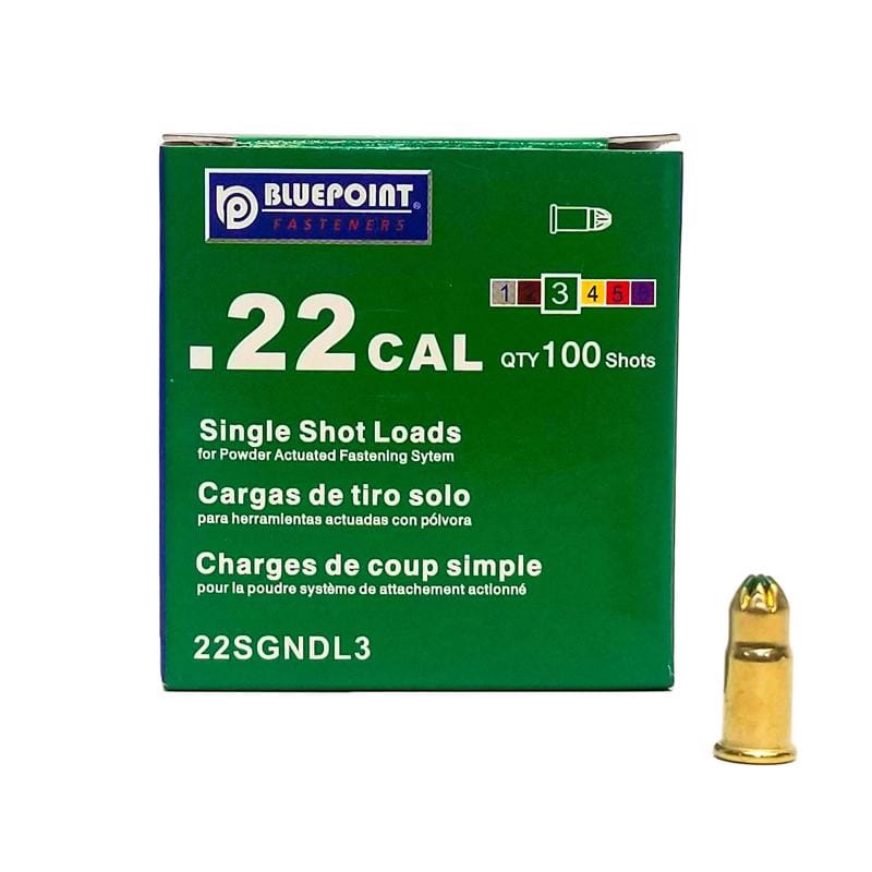 Blue Point 22SGNDL3 .22 in. D X .62 in. L Brass Flat Head Powder Loads 100 box