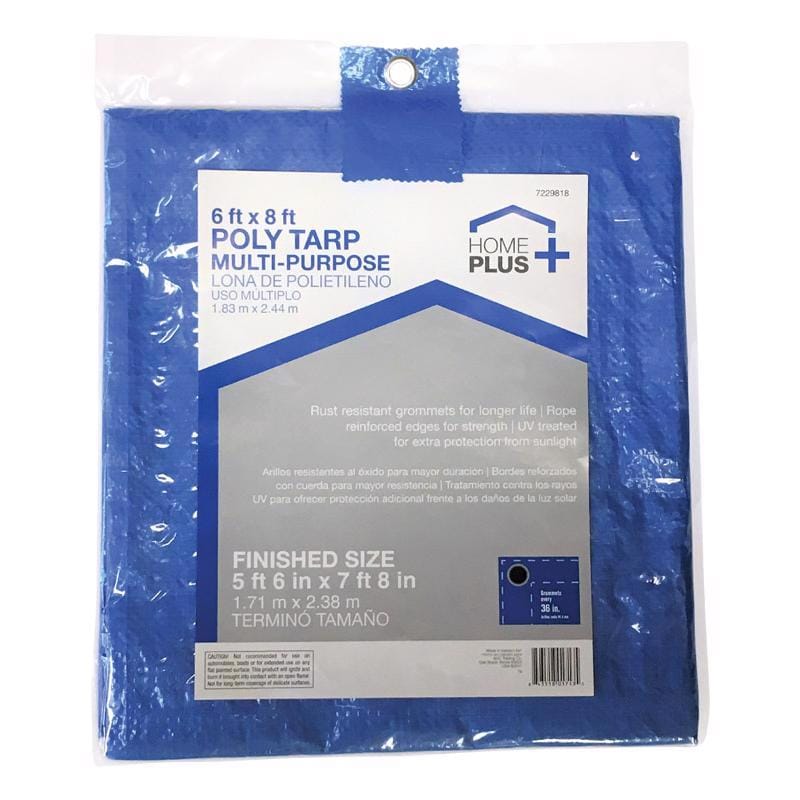 Home Plus AK-LT0608B 6 ft. W X 8 ft. L Light Duty Polyethylene Tarp Blue