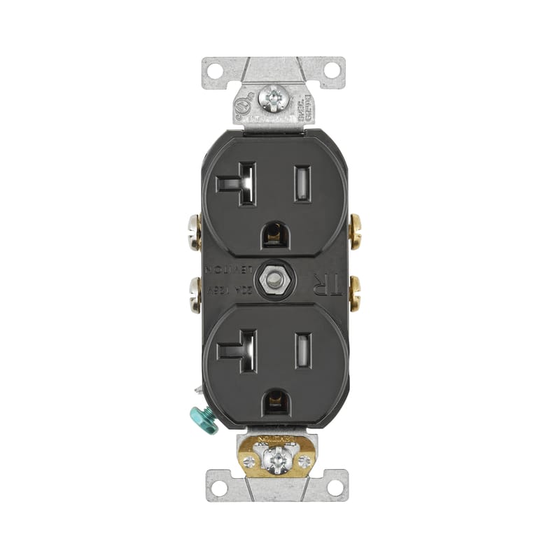 Leviton TBR20-00E 20 amps 125 V Duplex Black Outlet 5-20R 1 pk
