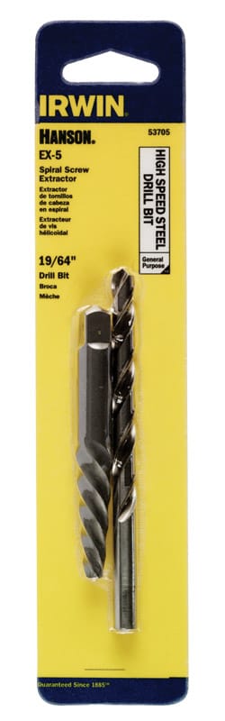 Irwin 53705 Hanson 19/64 in. X 4-3/8 in. L High Speed Steel Drill Bit Set 3-Flat Shank 1 pc