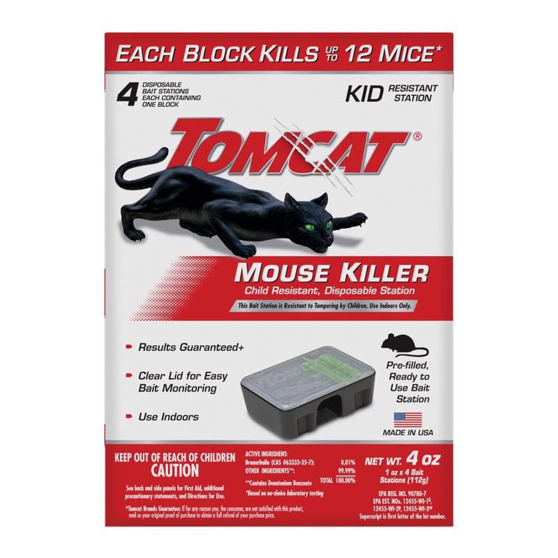 Tomcat 0371615 Bait Station and Bait Blocks For Mice 4 oz 4 pk