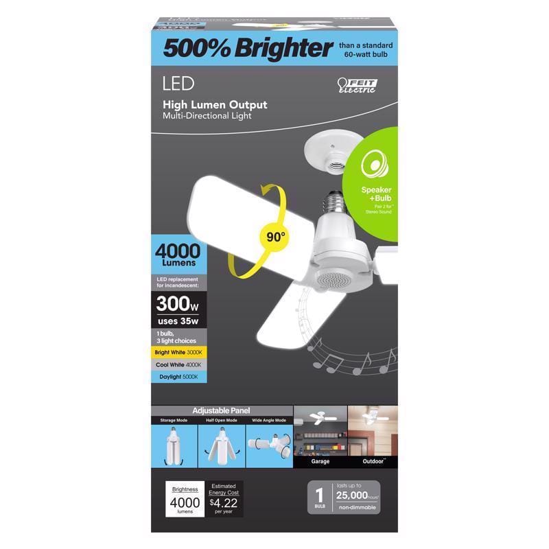 Feit BTADJ40003CCTLE Folding Panel E26 (Medium) LED Speaker Bulb Bright White 300 Watt Equivalence 1 pk