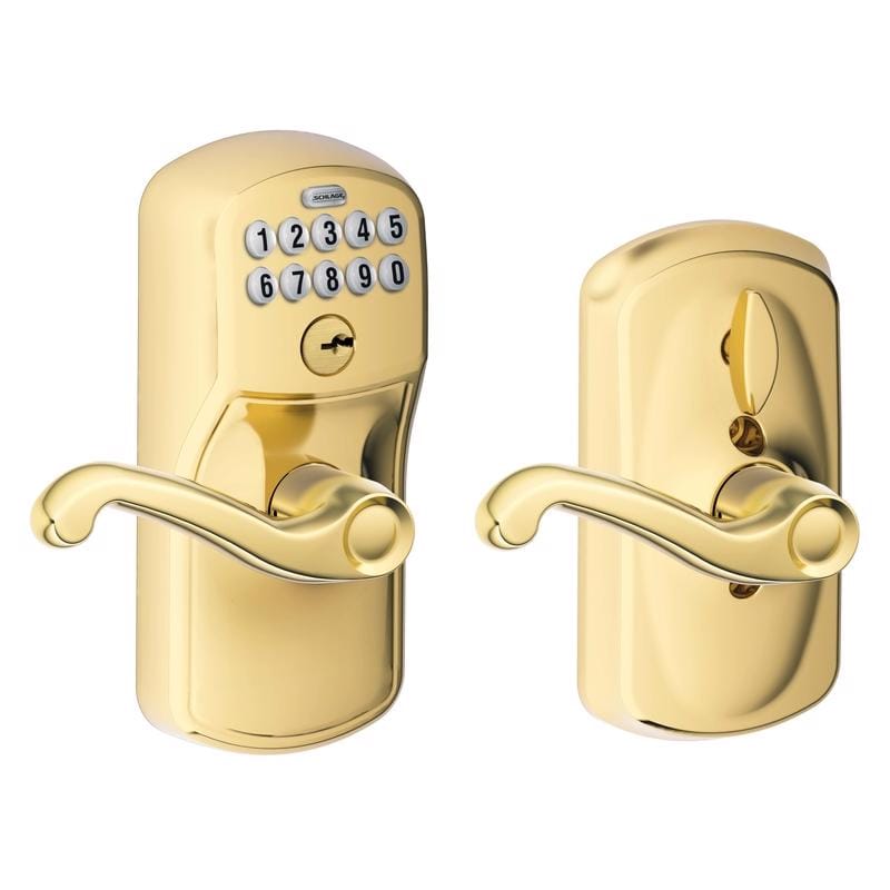 Schlage FE595VPLY505FLA Bright Brass Steel Electronic Keypad Entry Lock