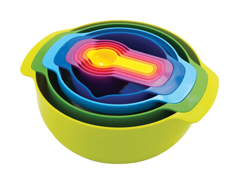 Joseph Joseph 40087 Nest 3 qt Polypropylene Multicolored Mixing Bowls and Measuring Set 9 pc