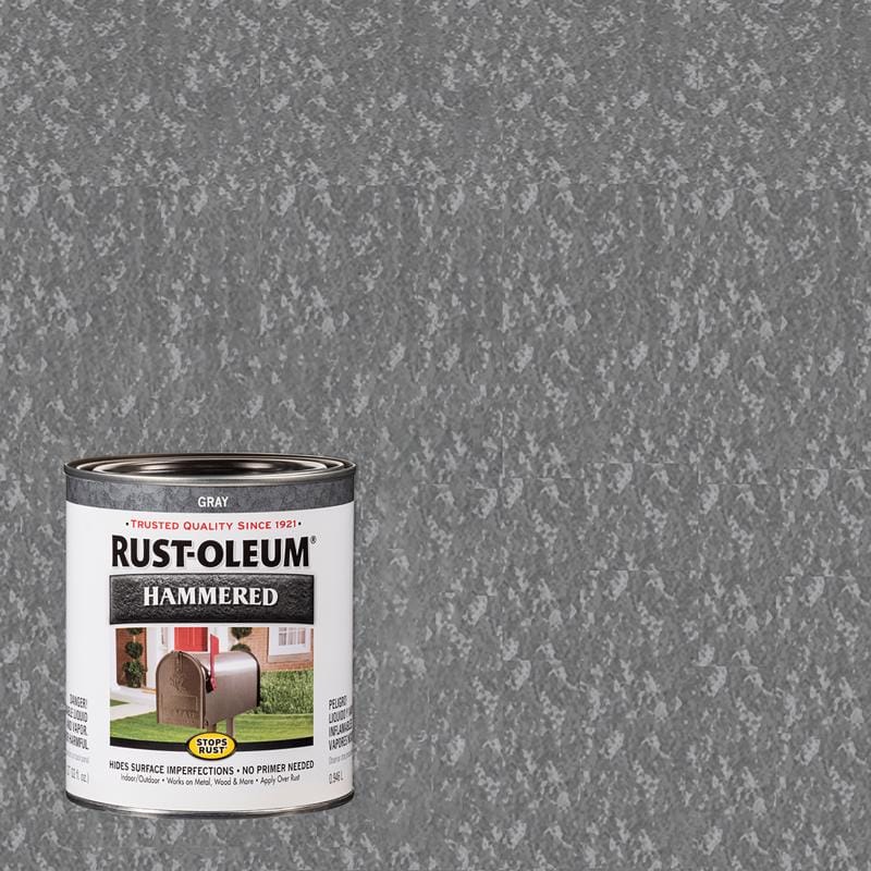 Rust-Oleum 7214502 Stops Rust Indoor and Outdoor Hammered Gray Protective Paint 1 qt
