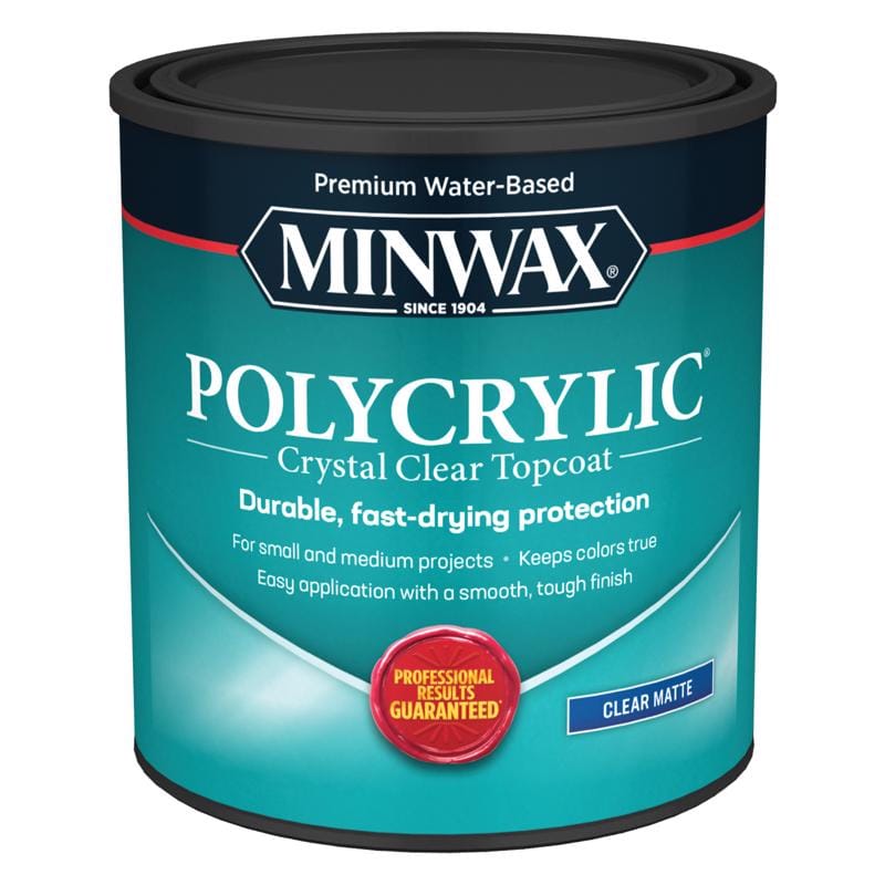 Minwax 622224444 Polycrylic Matte Crystal Clear Water-Based Polyurethane 1 qt