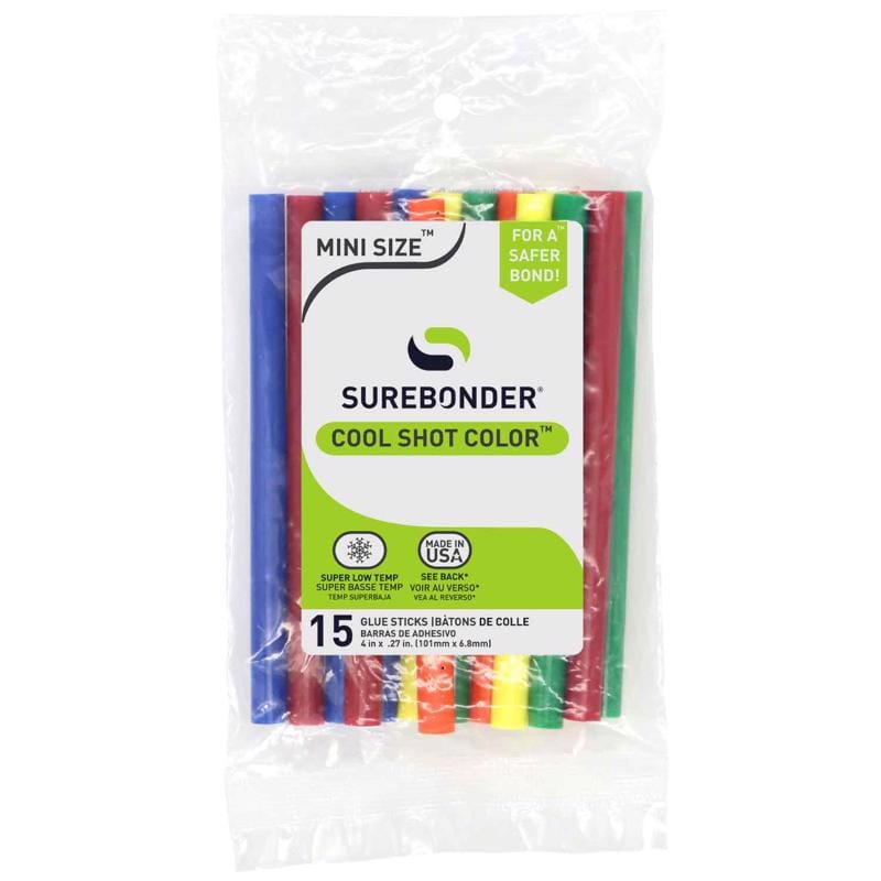 Surebonder CS-15VC 0.3 in. D X 4 in. L Cool Shot Mini Glue Sticks Assorted Colors 15 pk