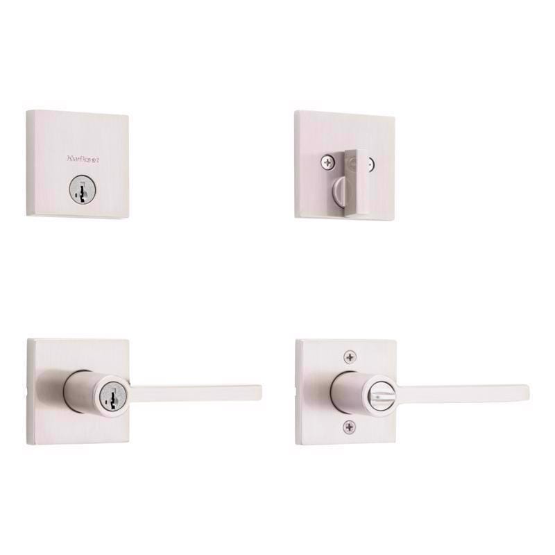 Kwikset 99910-067 Halifax Satin Nickel Zinc Lever and Single Cylinder Deadbolt
