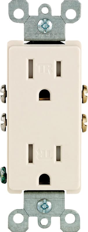 Leviton T5325-00T Decora 15 amps 125 V Duplex Light Almond Outlet 5-15R 1 pk