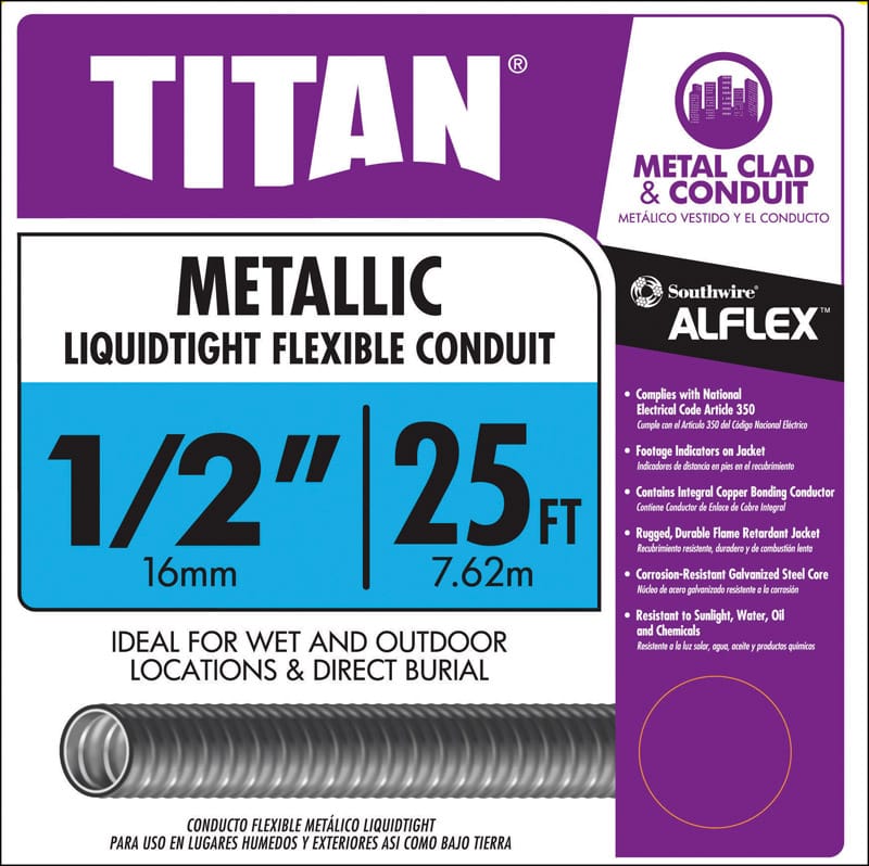 Southwire 55082621 1/2 in. D X 25 ft. L PVC Flexible Electrical Conduit For LFMC