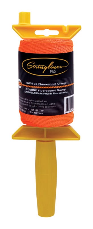 Stringliner 25406 Pro Twisted Mason Line and Reel 540 ft. Orange