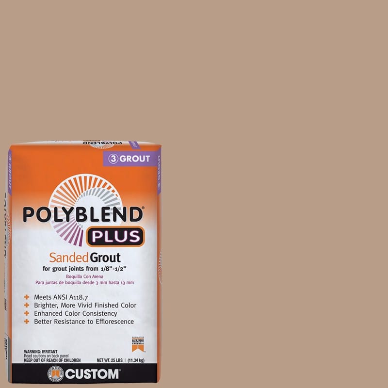Custom Building Products PBPG38025 Polyblend Plus Indoor and Outdoor Haystack Sanded Grout 25 lb