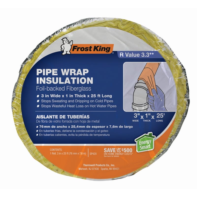 Frost King SP42X/16 3 in. X 25 ft. L Fiberglass/Foil Pipe Insulation