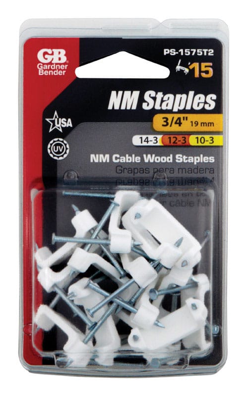 Gardner Bender PS-1575T2 3/4 in. W Plastic Insulated Cable Staple 15 pk