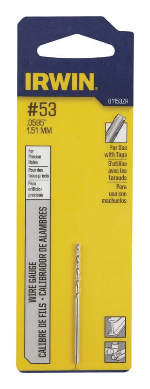 Irwin 81153ZR #53 X 1-7/8 in. L High Speed Steel Jobber Length Wire Gauge Bit Straight Shank 1 pk