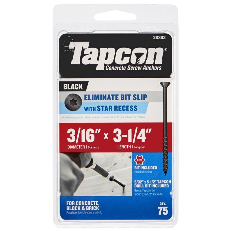 Tapcon 28393 3/16 in. X 3-1/4 in. L Star Star Head High/Low Concrete Screws
