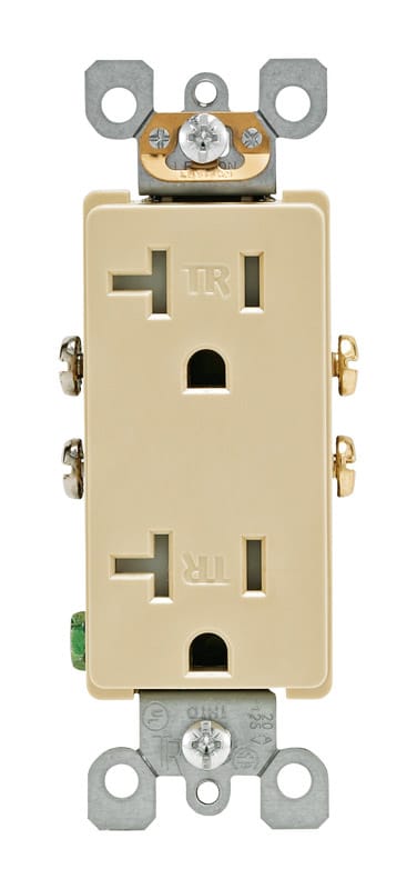 Leviton T5825-I Decora 20 amps 125 V Duplex Ivory Outlet 5-20R 1 pk