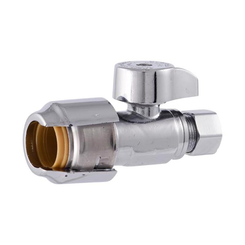 Sharkbite UR23037A4 1/2 in. Push X 3/8 in. Compression Brass Straight Stop Valve