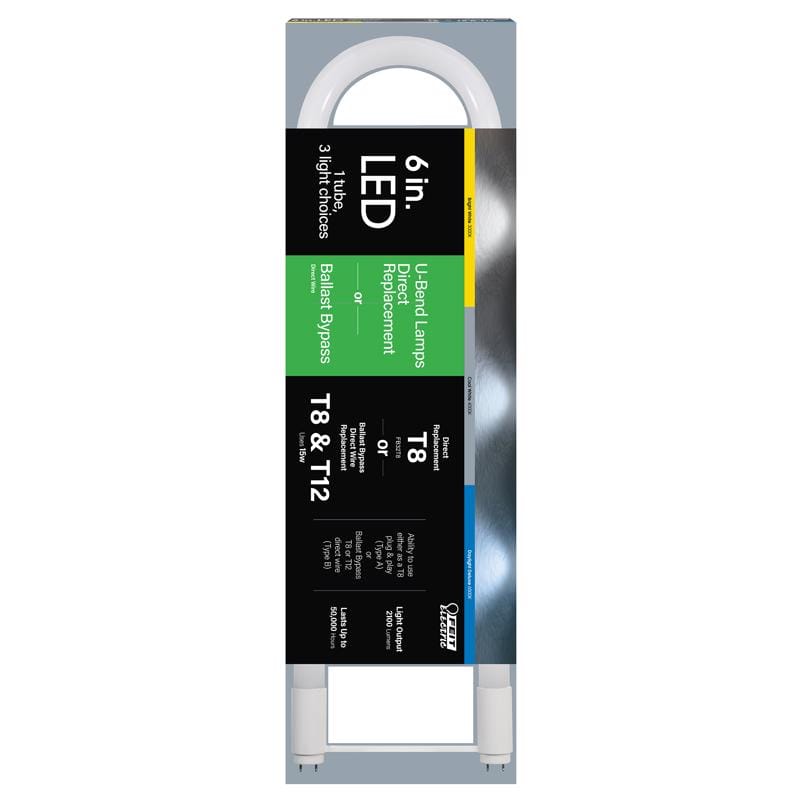 Feit T848/3CCT/U6LED T8 Color Selectable 6 in. G13 U Bend LED Linear Lamp 32 Watt Equivalence 1 pk