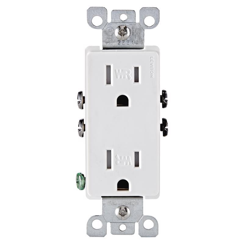 Leviton W5325-0TW 15 amps 125 V Duplex White Weather Resistant Outlet 5-15R 1 pk