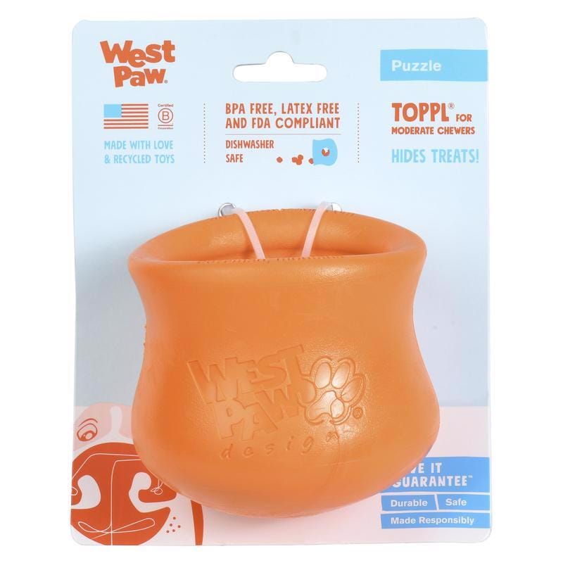 West Paw ZG084TNG Zogoflex For Dog Orange Plastic Toppl Pet Toy Large 1 pk
