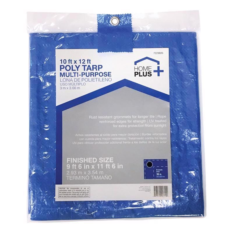 Home Plus AK-LT1012B 10 ft. W X 12 ft. L Light Duty Polyethylene Tarp Blue