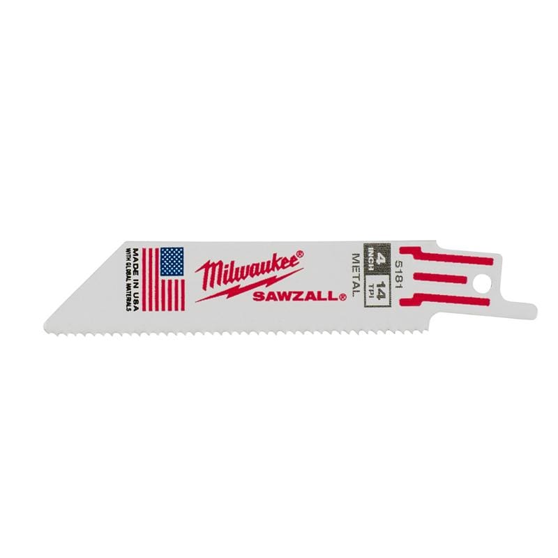 Milwaukee 48-00-5181 Sawzall 4 in. Bi-Metal Double Duty Upgrade Reciprocating Saw Blade 14 TPI 5 pk