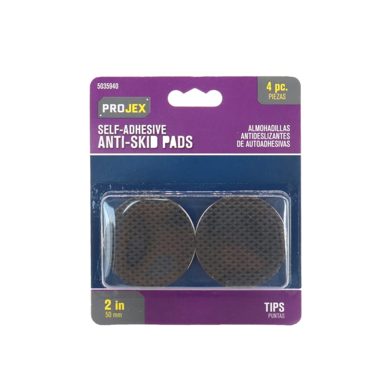 Projex P0042 Rubber Self Adhesive Non-Skid Pad Black Round 2 in. W 4 pk