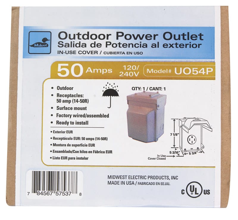 Ge U054PP 50 amps 240 V Single Silver RV Power Outlet 1 pk
