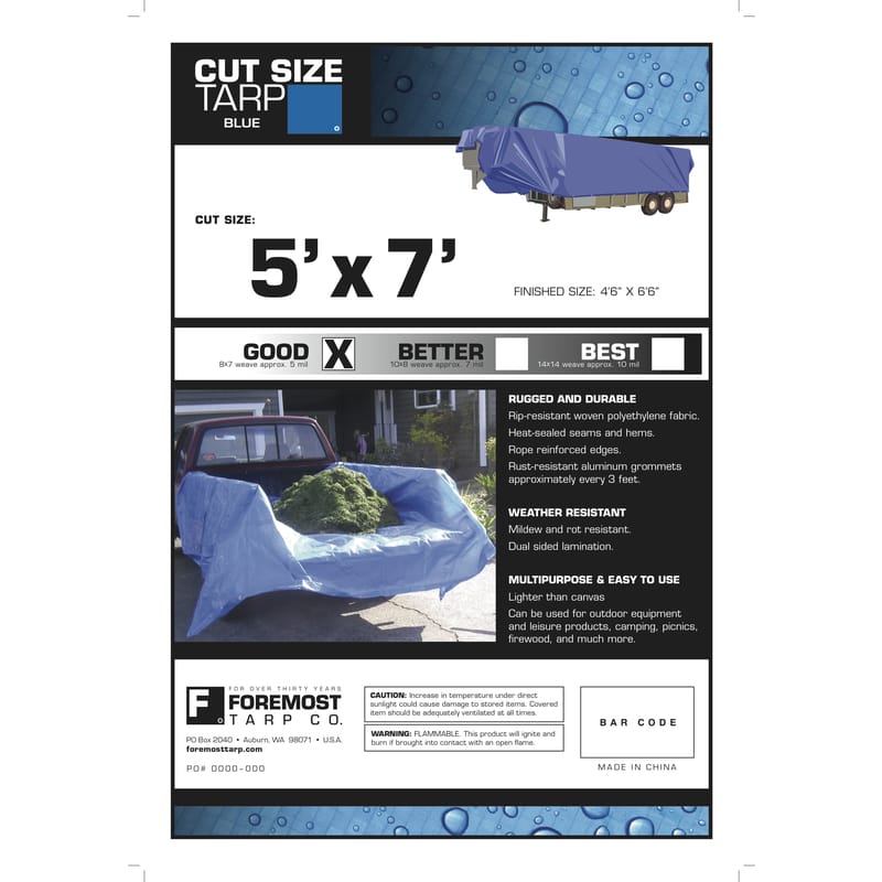Foremost 80057 Tarp Blu Poly Ld 5X7