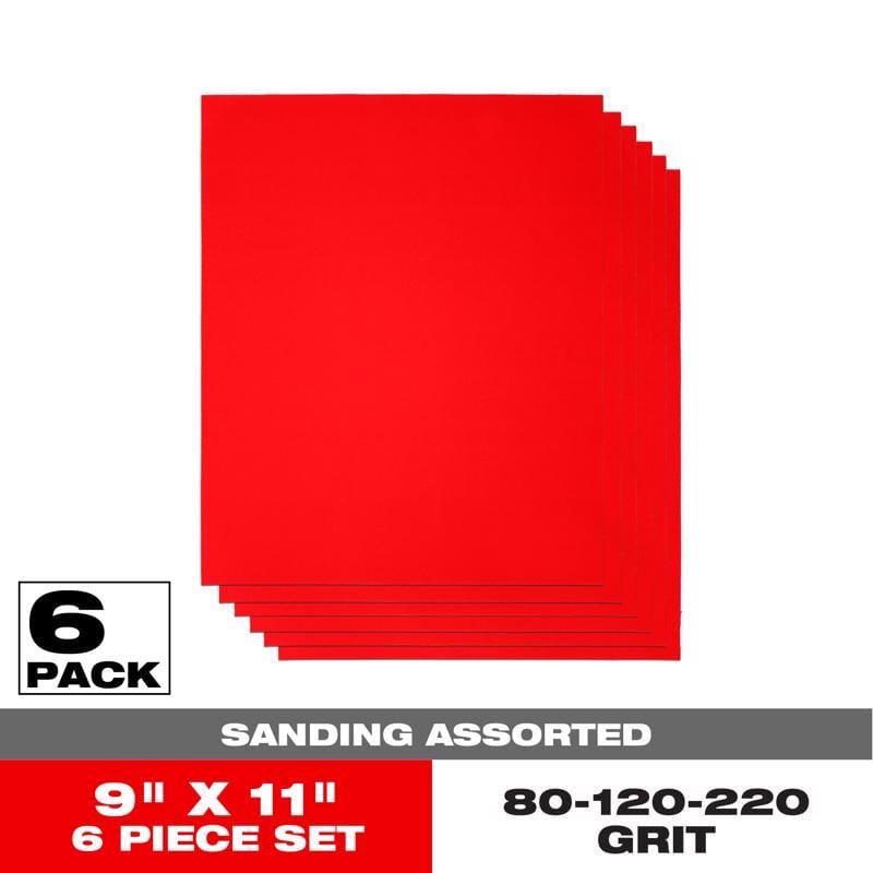 Diablo DCS911ASTS06G 9 in. L X 11 in. W Assorted Grit Aluminum Oxide Sanding Sheet 6 pk