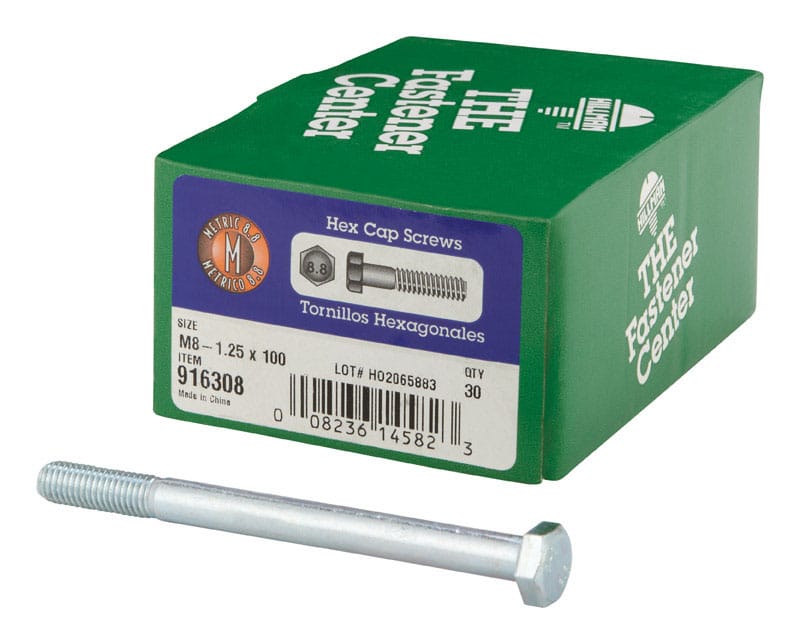 Hillman 916308 M8-1.25 mm D X 100 mm L Heat Treated Steel Hex Head Cap Screw 1 pk