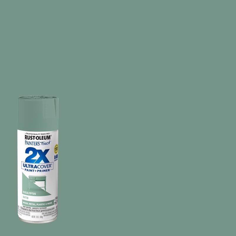 Rust-Oleum 383201 Painter's Touch 2X Ultra Cover Satin Eucalyptus Paint+Primer Spray Paint 12 oz