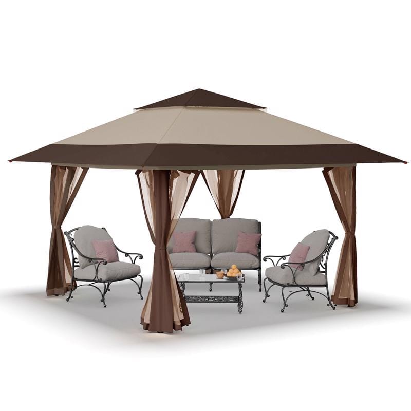 Crown Shade GA169K One Touch 150D Polyester Instant Gazebo Deluxe with Screen 13' x 13' Canopy with Screen