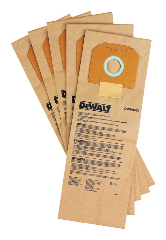 Dewalt DWV9401 8.5 in. L X 3.5 in. W Vacuum Bag 5 pc
