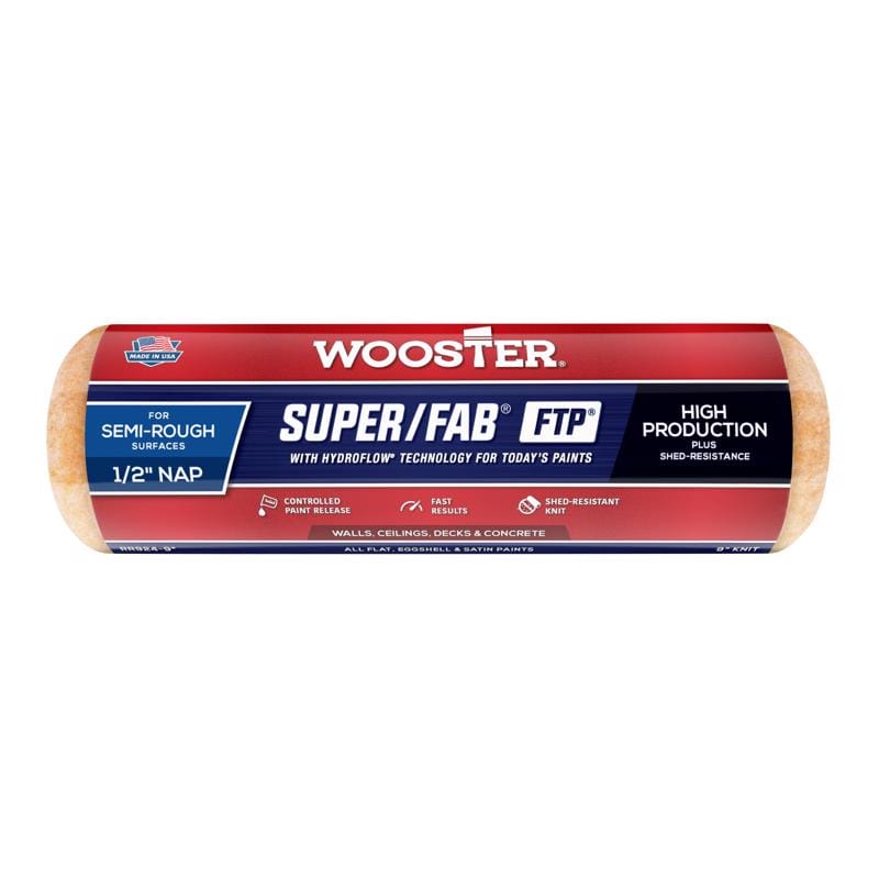 Wooster RR924-9 Super/Fab FTP Synthetic Blend 9 in. W X 1/2 in. Paint Roller Cover 1 pk