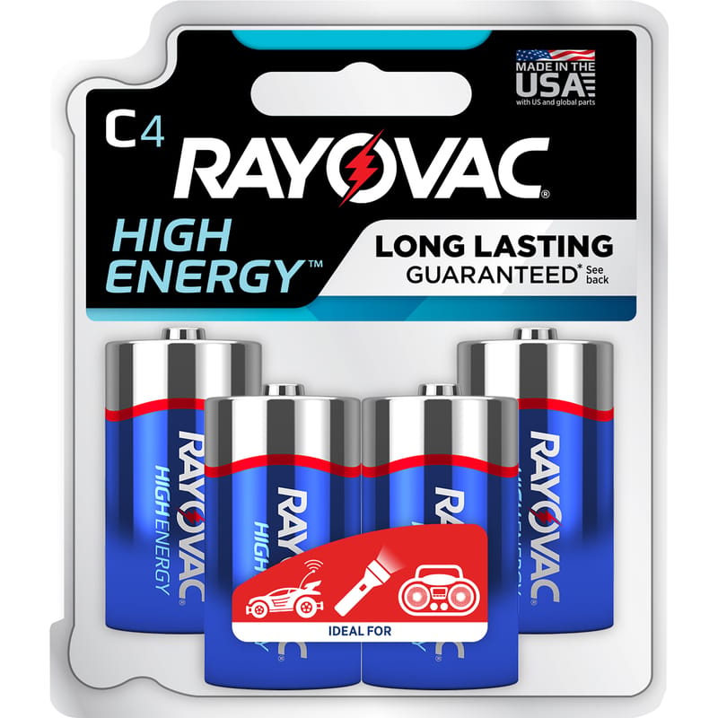 Rayovac 814-4TK High Energy C Alkaline Batteries 4 pk Carded
