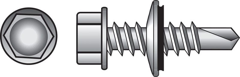 Hillman 561050 1/4 in. Ga. X 1 in. L Hex Hex Washer Head Self-Drilling Screws 100 pk