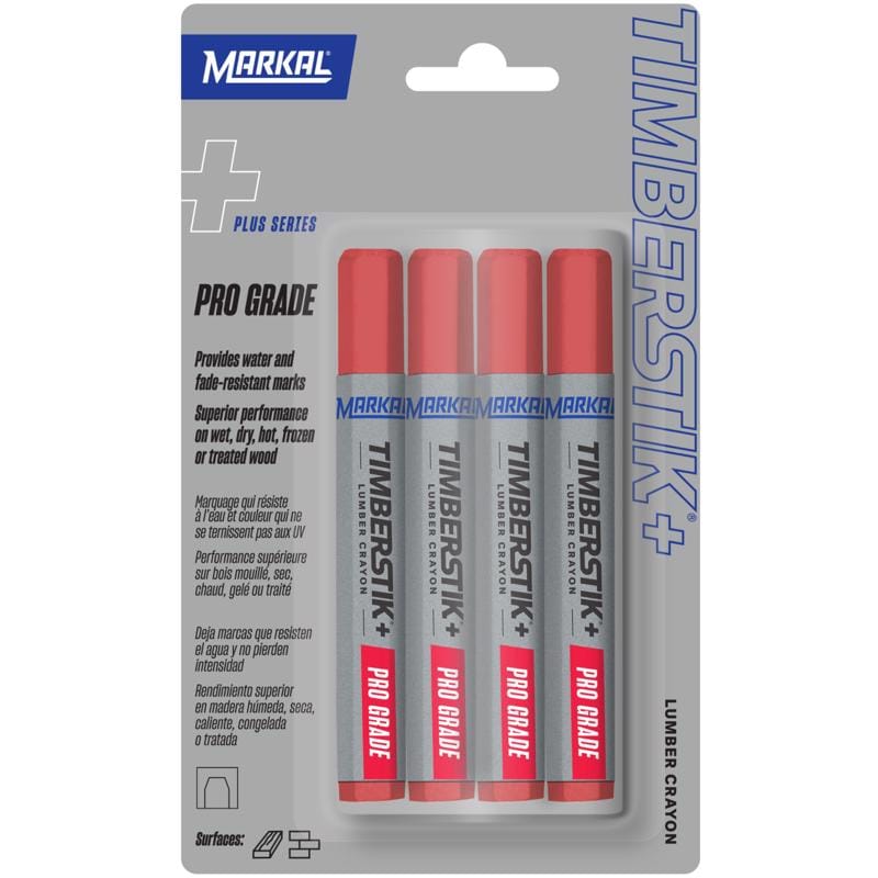 Markal 80442 Timberstik Plus 8 in. L Lumber Crayon Red 4 pc
