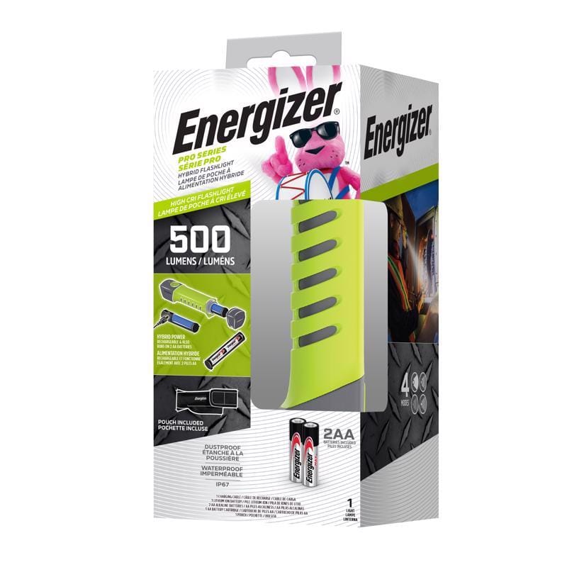 Energizer ENYPHH21 Pro Series 500 lm Gray/Green LED Rechargeable Flashlight AA Battery