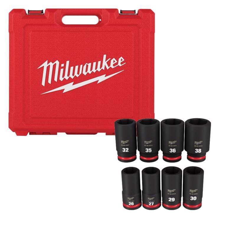 Milwaukee 49-66-7020 Shockwave 3/4 in. drive Metric 6 Point Impact Rated Deep Socket Set 8 pc