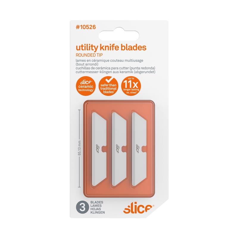 Slice 10526 0.47 in. Ceramic Rounded Tip Utility Blade 2.56 in. L 3 pk